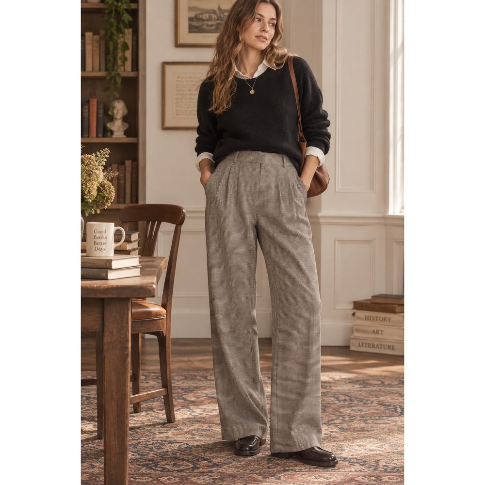 NWT Abercrombie & Fitch Sloane Tailored Dress Pants Sz 29 Houndstooth Academia